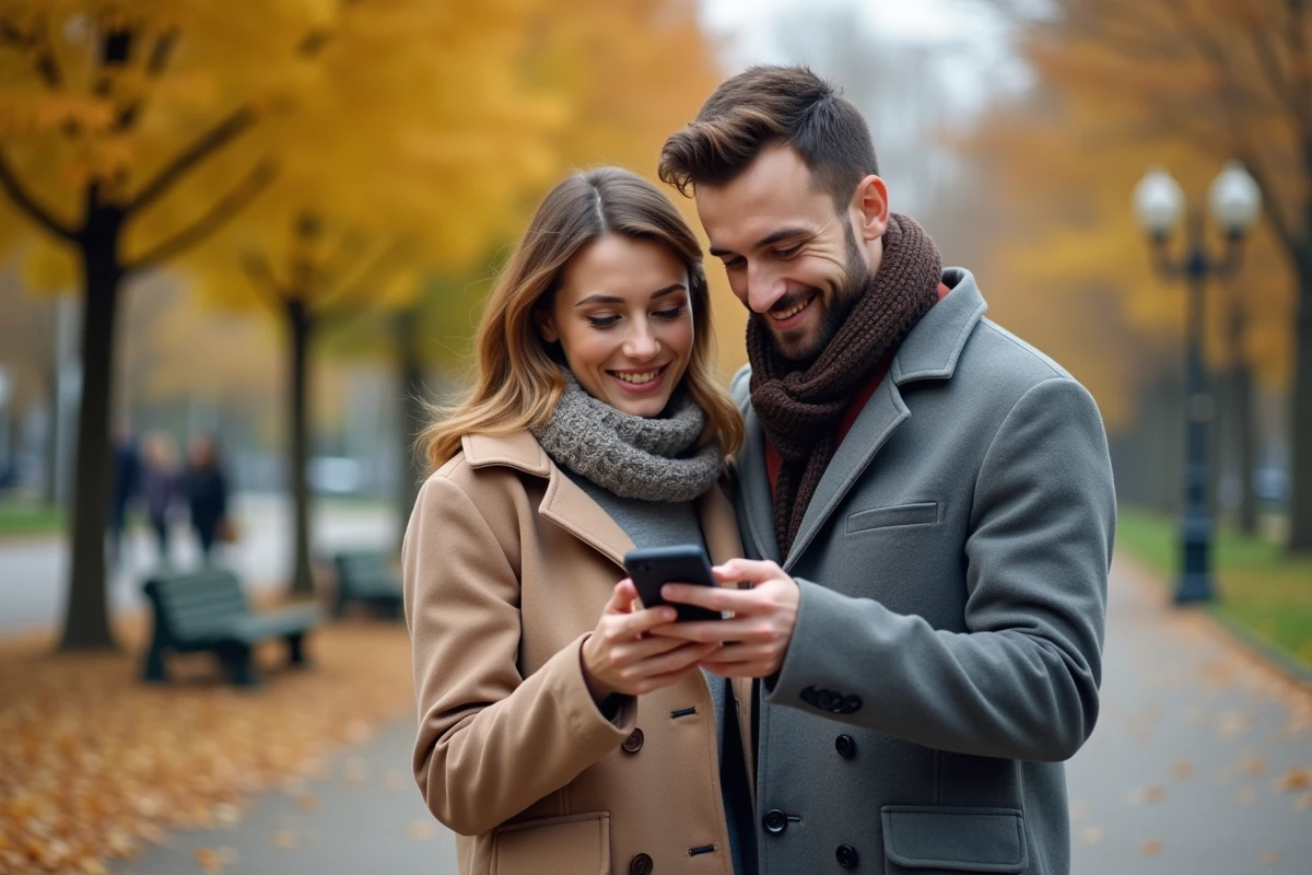 Jeune couple dans un parc d