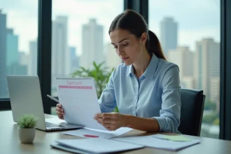 Femme professionnelle étudie un calendrier au bureau