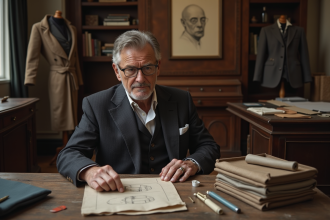 Homme en costume dans un atelier parisien vintage