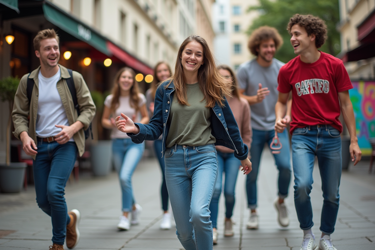 Jeunes français riant lors d