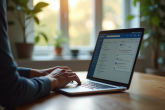 Personne utilisant un ordinateur portable pour lire ses emails