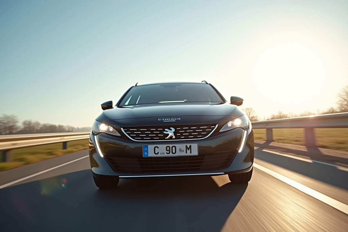 Peugeot 508 SW en conduite sur autoroute ensoleillée