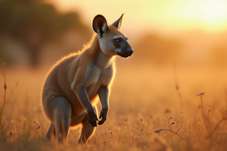 Zorilla debout dans la savane africaine en plein jour